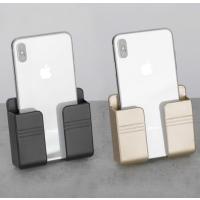 Telefon Standı Beyaz Renk Yapışkanlı Duvara Monte Priz Yanı Telefon ve Kumanda Standı Plastik
